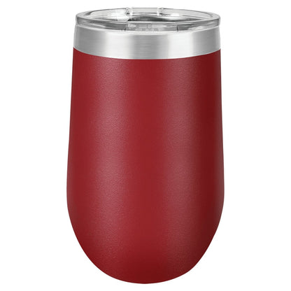 16oz. Stainless Steel & Powder Coated Custom Engraved Stemless Wine Tumbler with Lid - The Luua Company