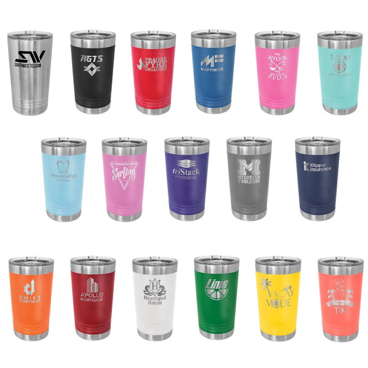 16oz Stainless Steel & Powder Coated Pint Tumbler with Slider Lid - The Luua Company
