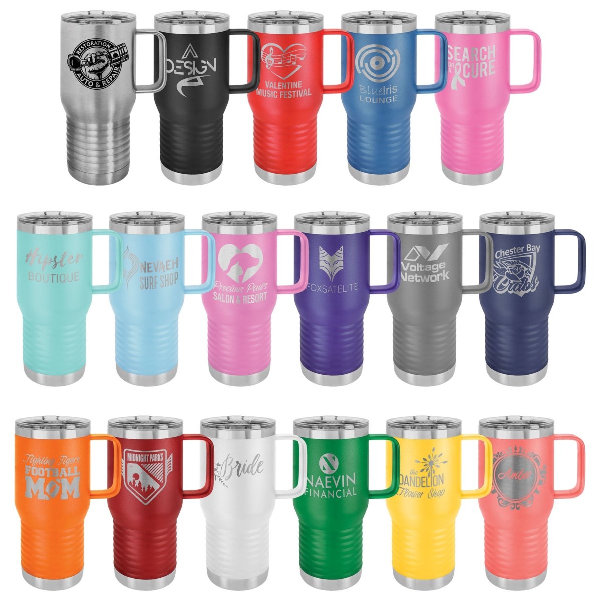 20 oz. Stainless Steel & Powder Coated Travel Mugs with Lid - The Luua Company