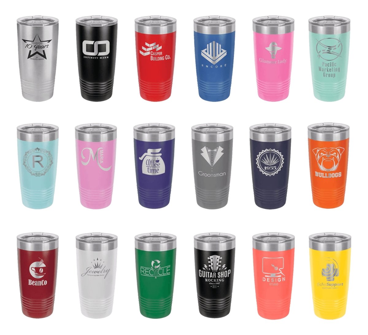 20 oz. Stainless Steel & Power Coated Custom Engraved Polar Camel Tumbler with Lid - The Luua Company