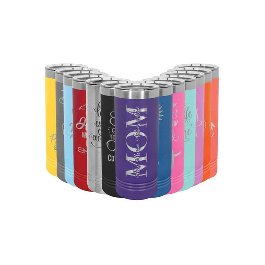 22oz Skinny Custom Engraved Stainless & Powder Coated Tumbler - The Luua Company