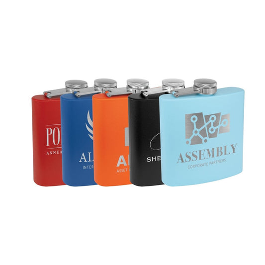 6 oz. Custom Engraved Stainless Steel Flask with Matte Coated Finish - The Luua Company