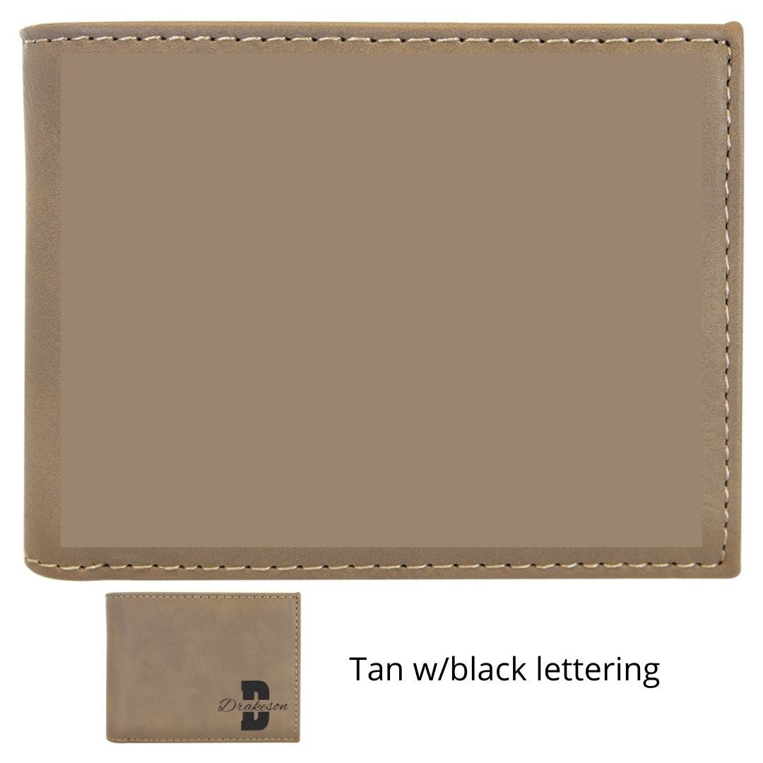 Custom Engraved Leatherette Bi-fold Wallet with Flip ID - The Luua Company