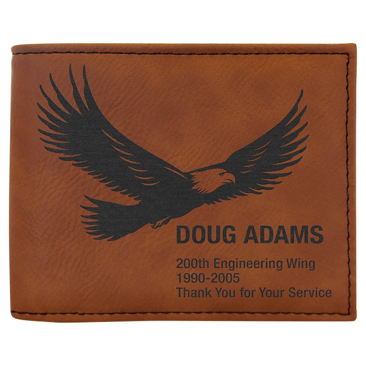 Custom Engraved Leatherette Bi-fold Wallet with Flip ID - The Luua Company
