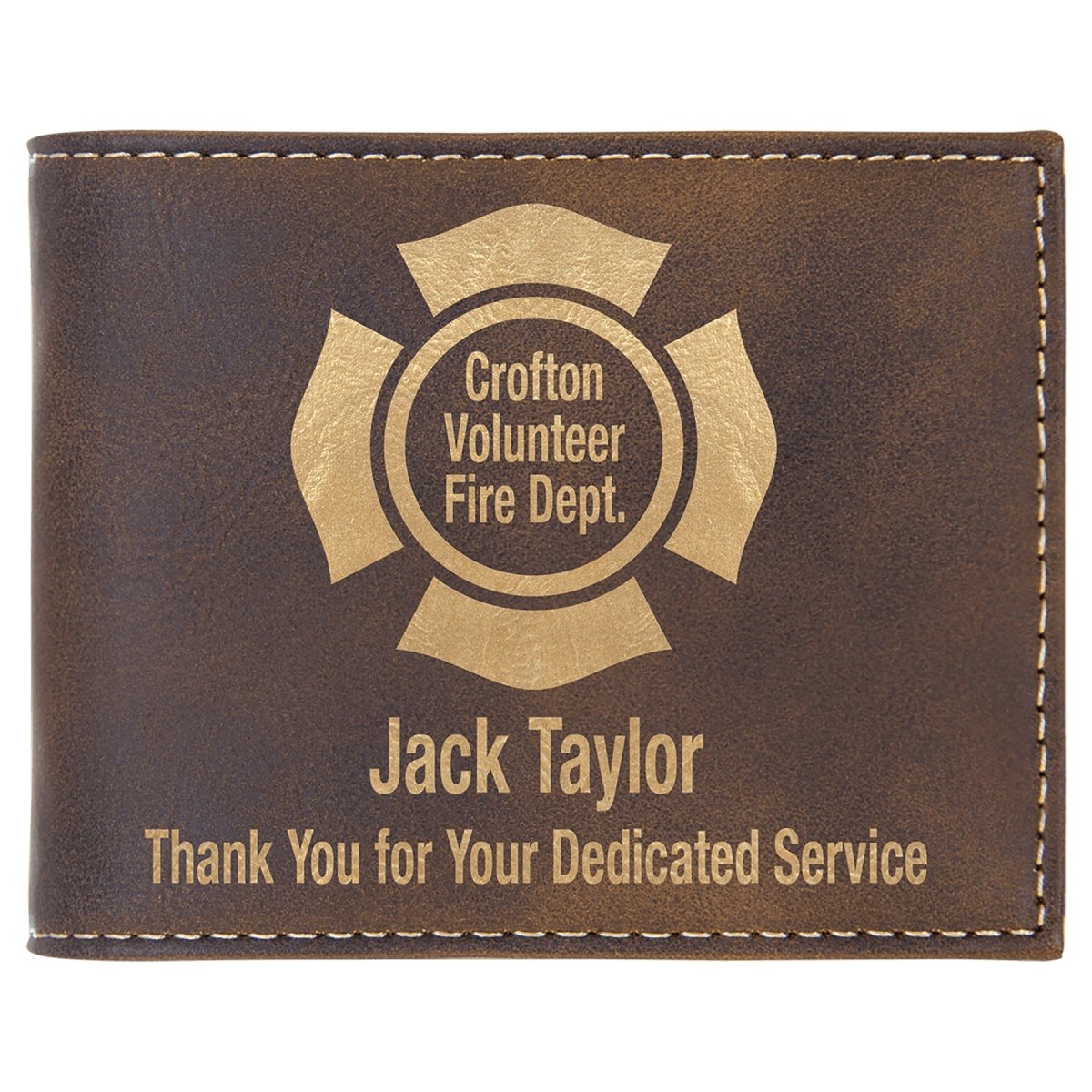 Custom Engraved Leatherette Bi-fold Wallet with Flip ID - The Luua Company
