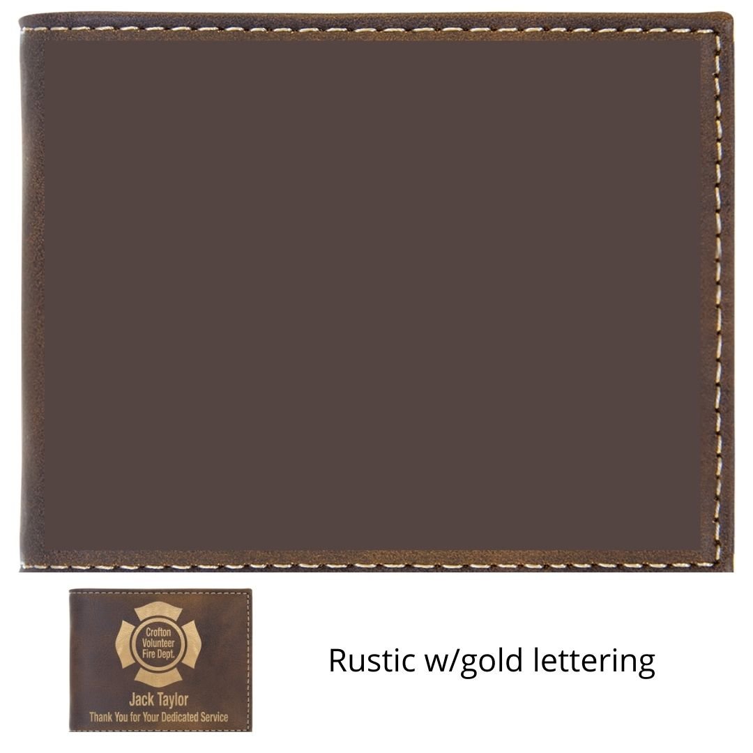 Custom Engraved Leatherette Bi-fold Wallet with Flip ID - The Luua Company