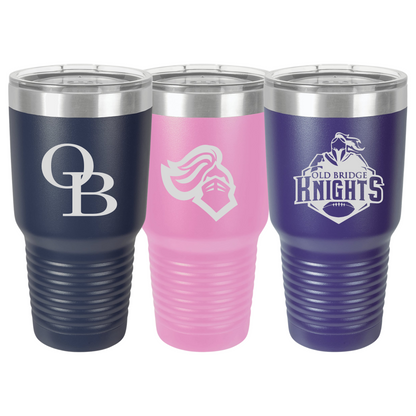 Old Bridge Knights 30 oz. Stainless Steel & Power Coated Custom Engraved Tumbler with Lid