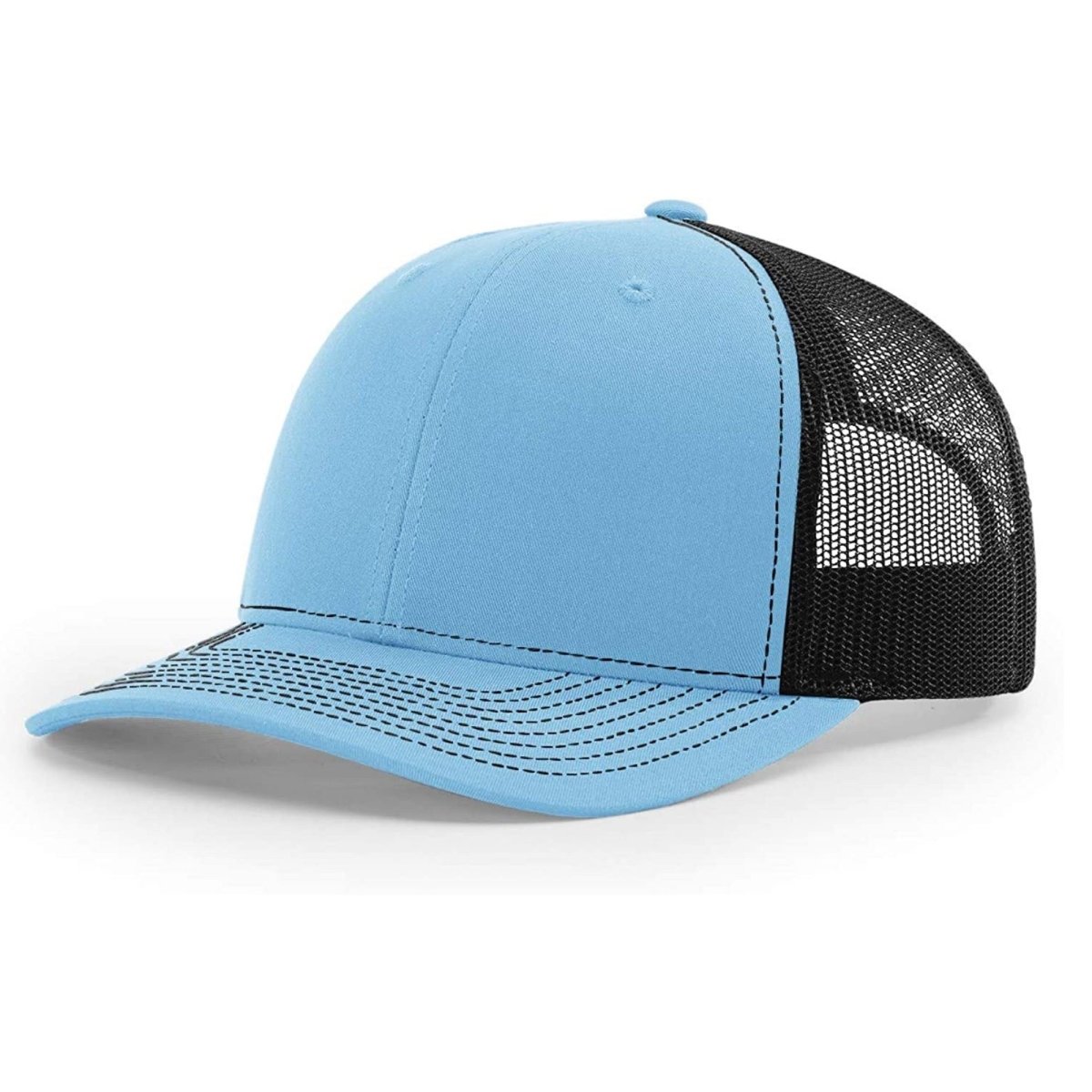 Patriot Edition Richardson 112 trucker with PVC patches in Columbia Blue/Black - The Luua Company
