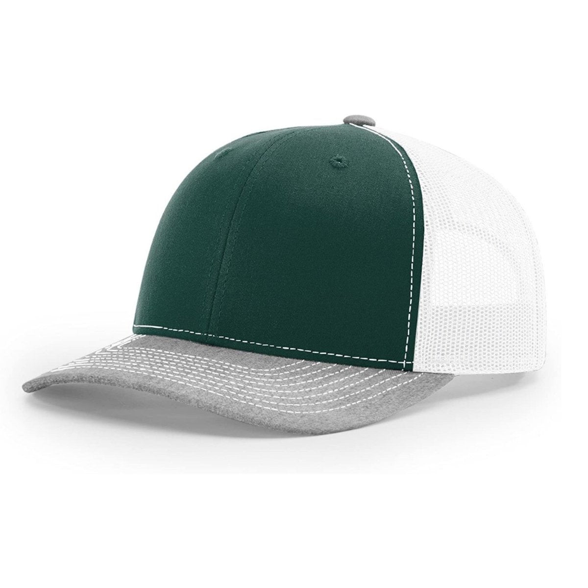 Patriot Edition Richardson 112 trucker with PVC patches in Dark Green/White/Heather Grey - The Luua Company
