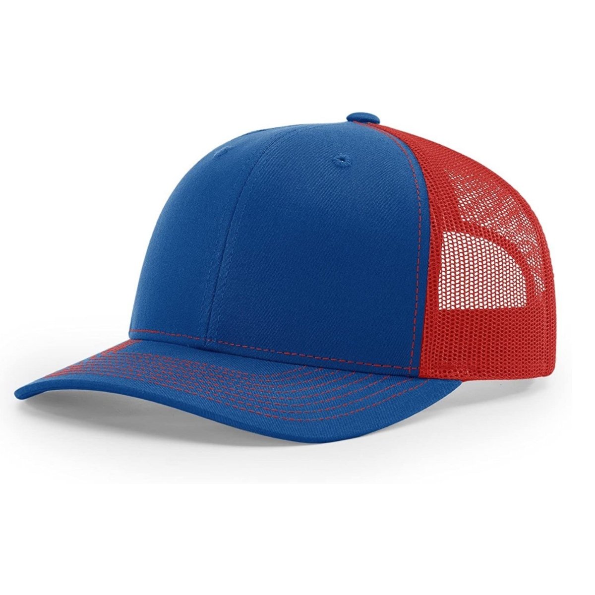 Patriot Edition Richardson 112 trucker with PVC patches in Royal/Red - The Luua Company