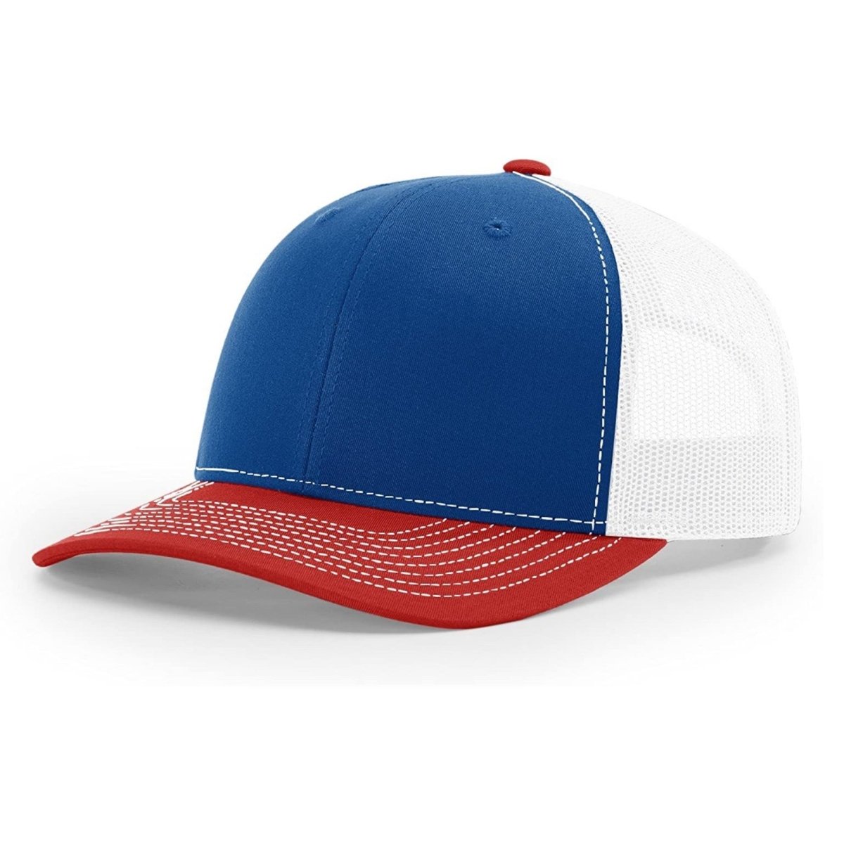 Patriot Edition Richardson 112 trucker with PVC patches in Royal/White/Red - The Luua Company