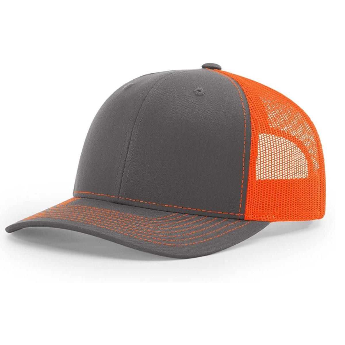 Patriot Edition Richardson 112 trucker with PVC patches in Charcoal/Neon Orange - The Luua Company