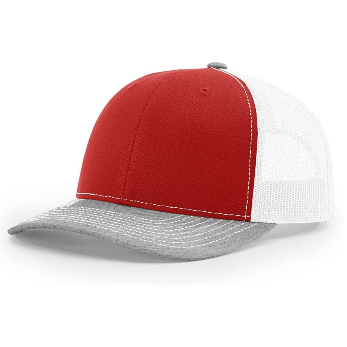 Patriot Edition Richardson 112 trucker with PVC patches in Red/White/Heather Grey - The Luua Company