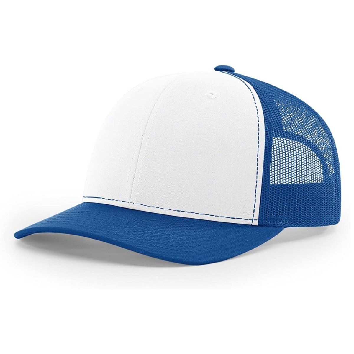 Patriot Edition Richardson 112 trucker with PVC patches in White/Royal - The Luua Company