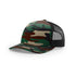 Custom Richardson 112PFP Leather Patch Hat | 5-Panel Camo Trucker in Green Camo/ Black - The Luua Company