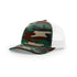 Custom Richardson 112PFP Leather Patch Hat | 5-Panel Camo Trucker in Green Camo/ White - The Luua Company