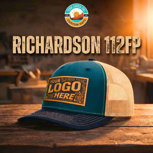 Custom Richardson 112FP Seamless 5-Panel Trucker with Leather Patch in - The Luua Company