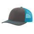 Custom Richardson 112 Trucker Hat | Leather Patch Hats - Charcoal/ Neon Blue - The Luua Company