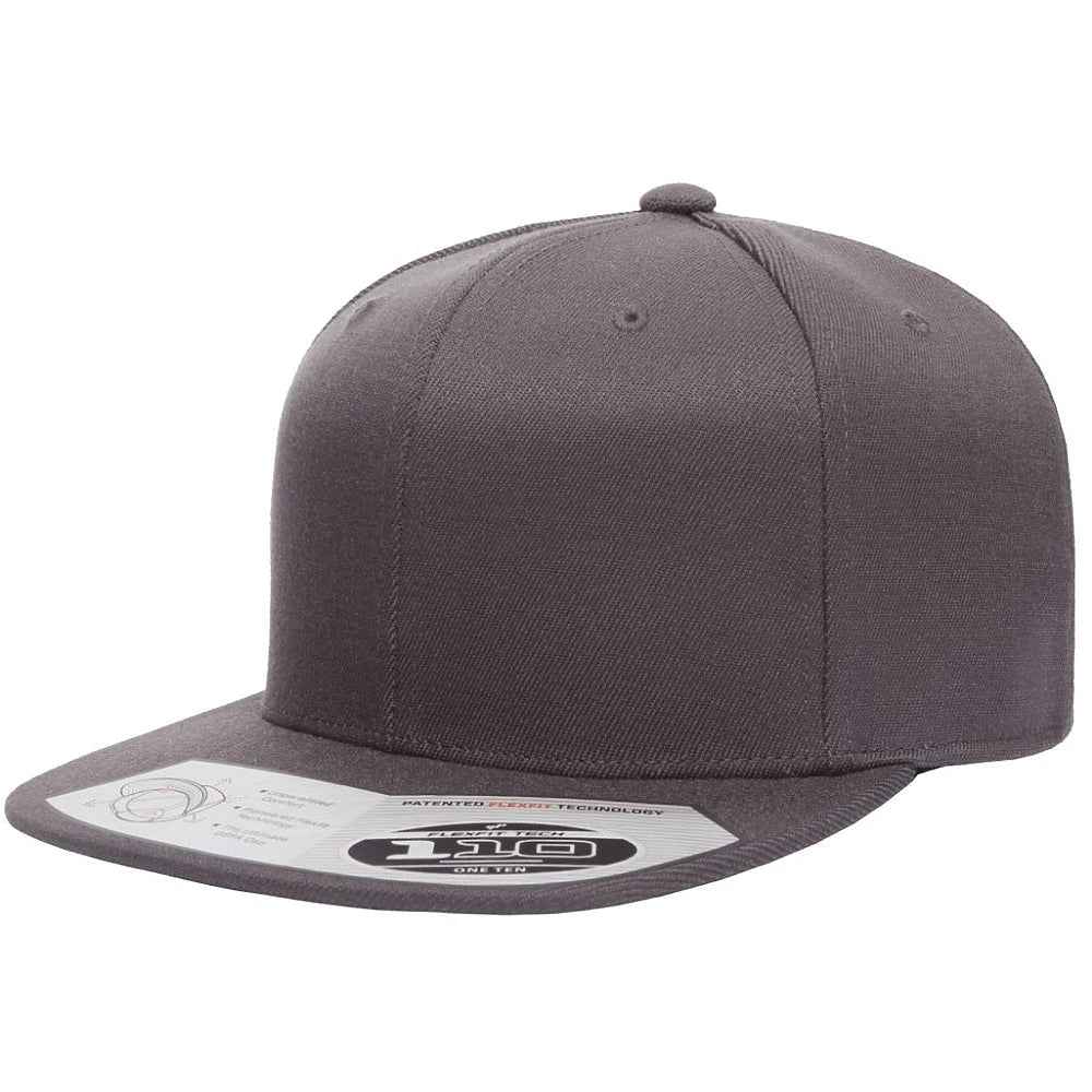 Custom Flexfit 110F Snapback Cap | 110® Wool Blend Flat Bill - Dark Grey - The Luua Company