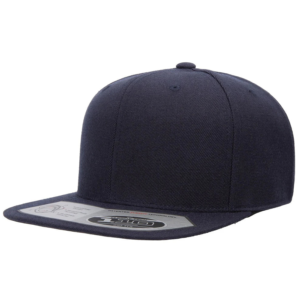 Custom Flexfit 110F Snapback Cap | 110® Wool Blend Flat Bill - Dark Navy - The Luua Company