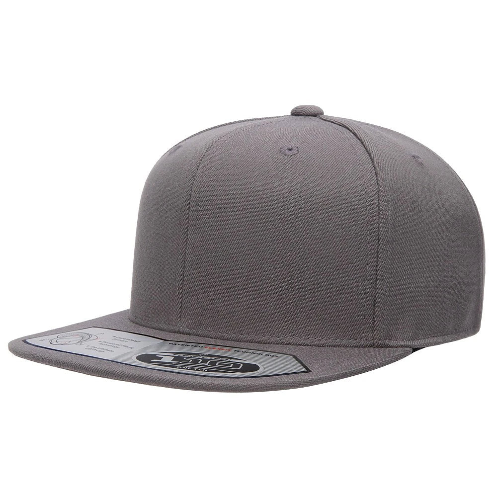 Custom Flexfit 110F Snapback Cap | 110® Wool Blend Flat Bill - Grey - The Luua Company