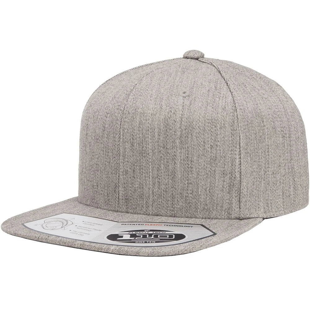 Custom Flexfit 110F Snapback Cap | 110® Wool Blend Flat Bill - Heather Grey - The Luua Company