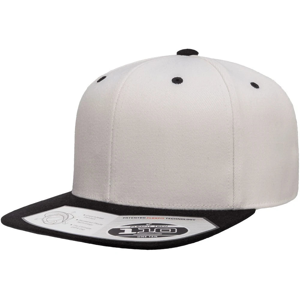 Custom Flexfit 110F Snapback Cap | 110® Wool Blend Flat Bill - Natural/ Black - The Luua Company