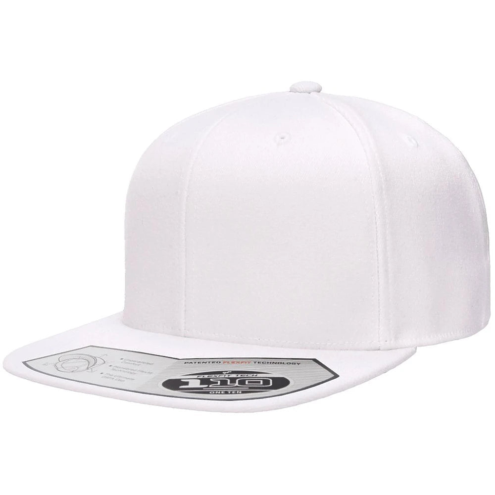 Custom Flexfit 110F Snapback Cap | 110® Wool Blend Flat Bill - White - The Luua Company