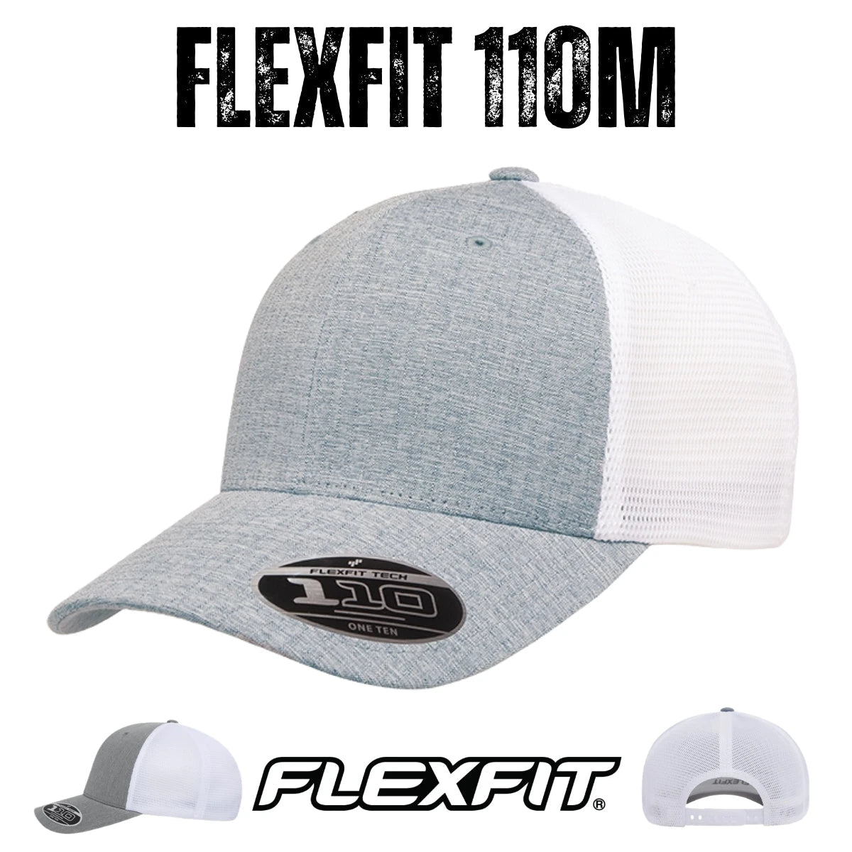 Custom Flexfit 110M Mesh - Back Cap | Structured 6 - Panel Stretch Trucker - Black - The Luua Company