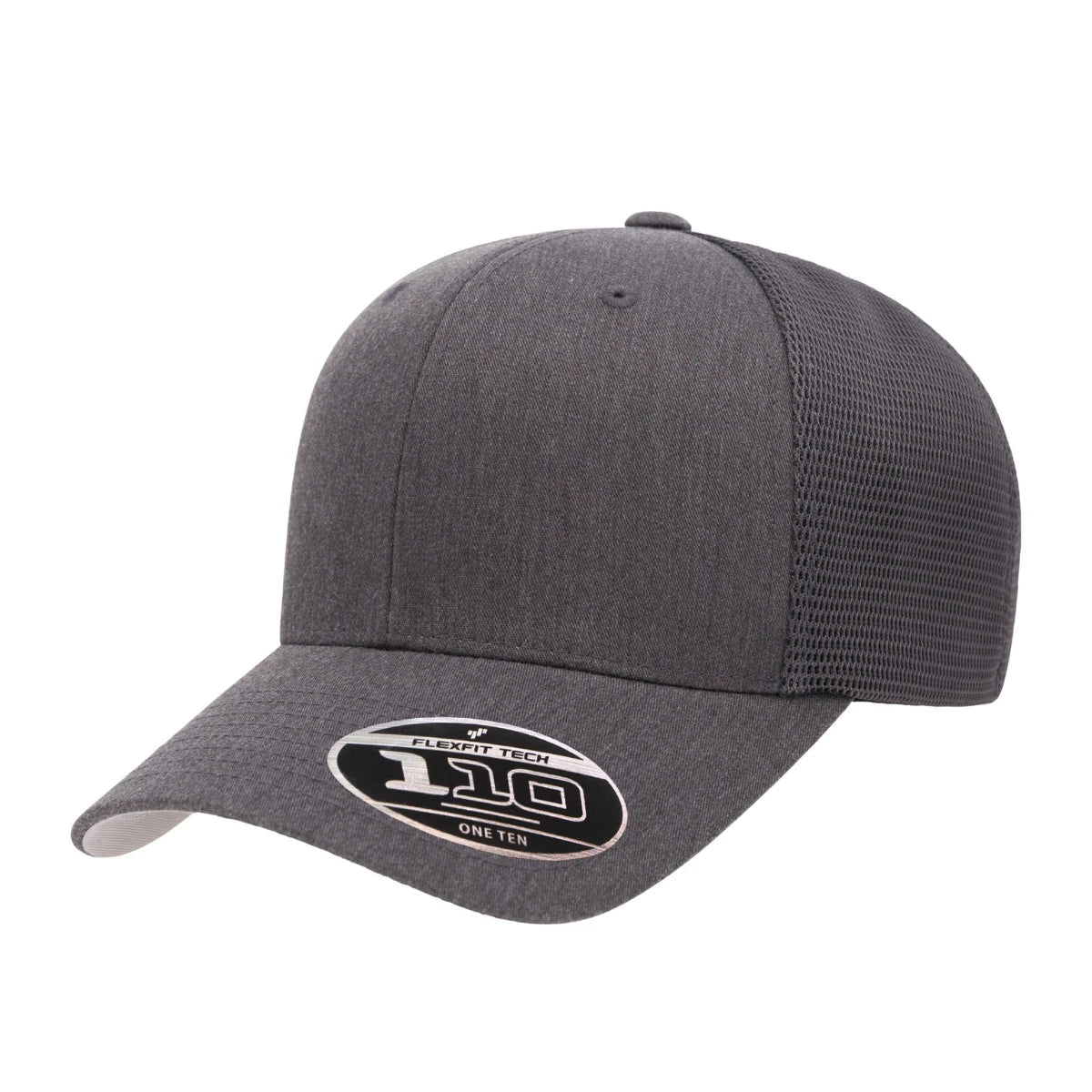 Custom Flexfit 110M Mesh - Back Cap | Structured 6 - Panel Stretch Trucker - Dark Heather Grey - The Luua Company