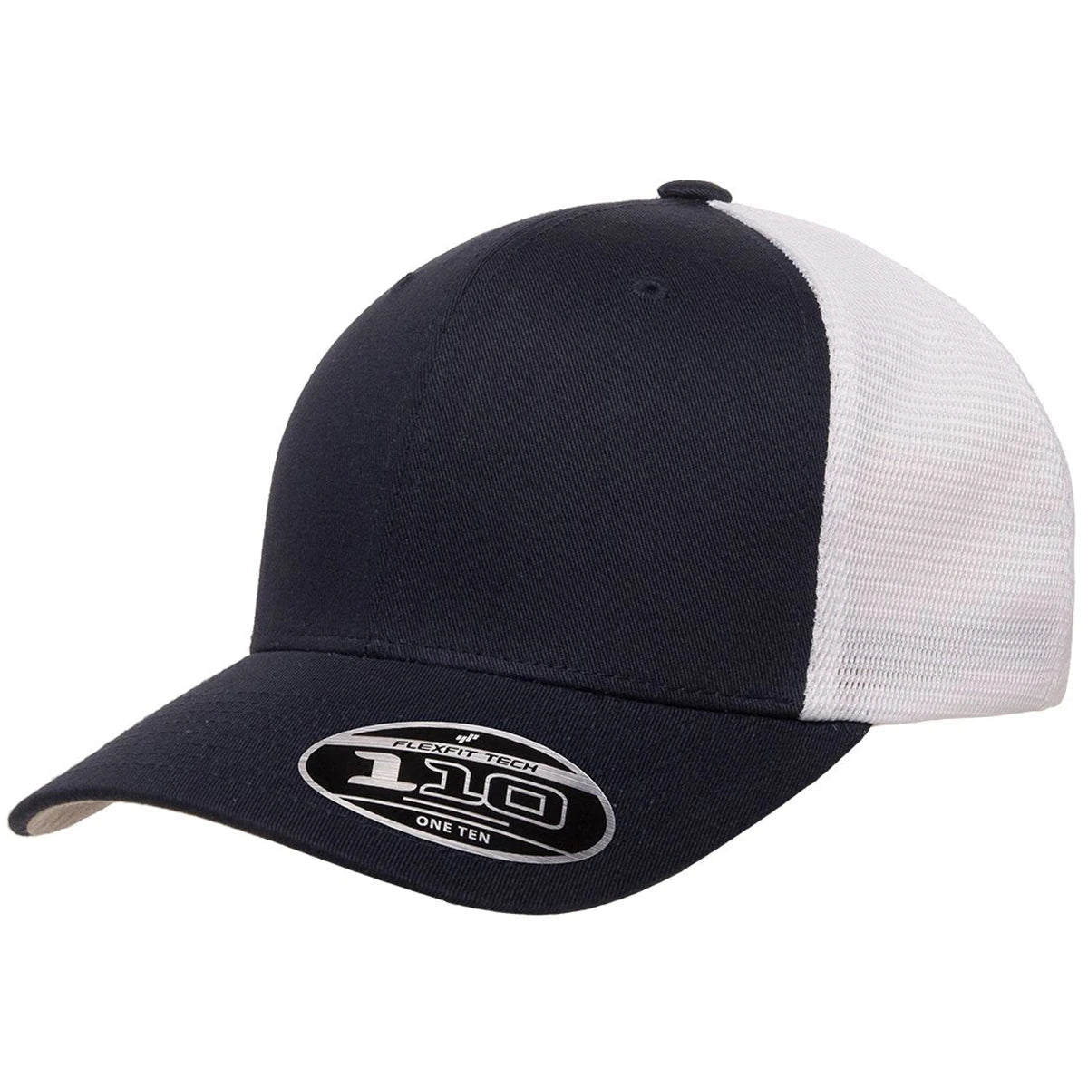 Custom Flexfit 110M Mesh - Back Cap | Structured 6 - Panel Stretch Trucker - Navy/ White - The Luua Company