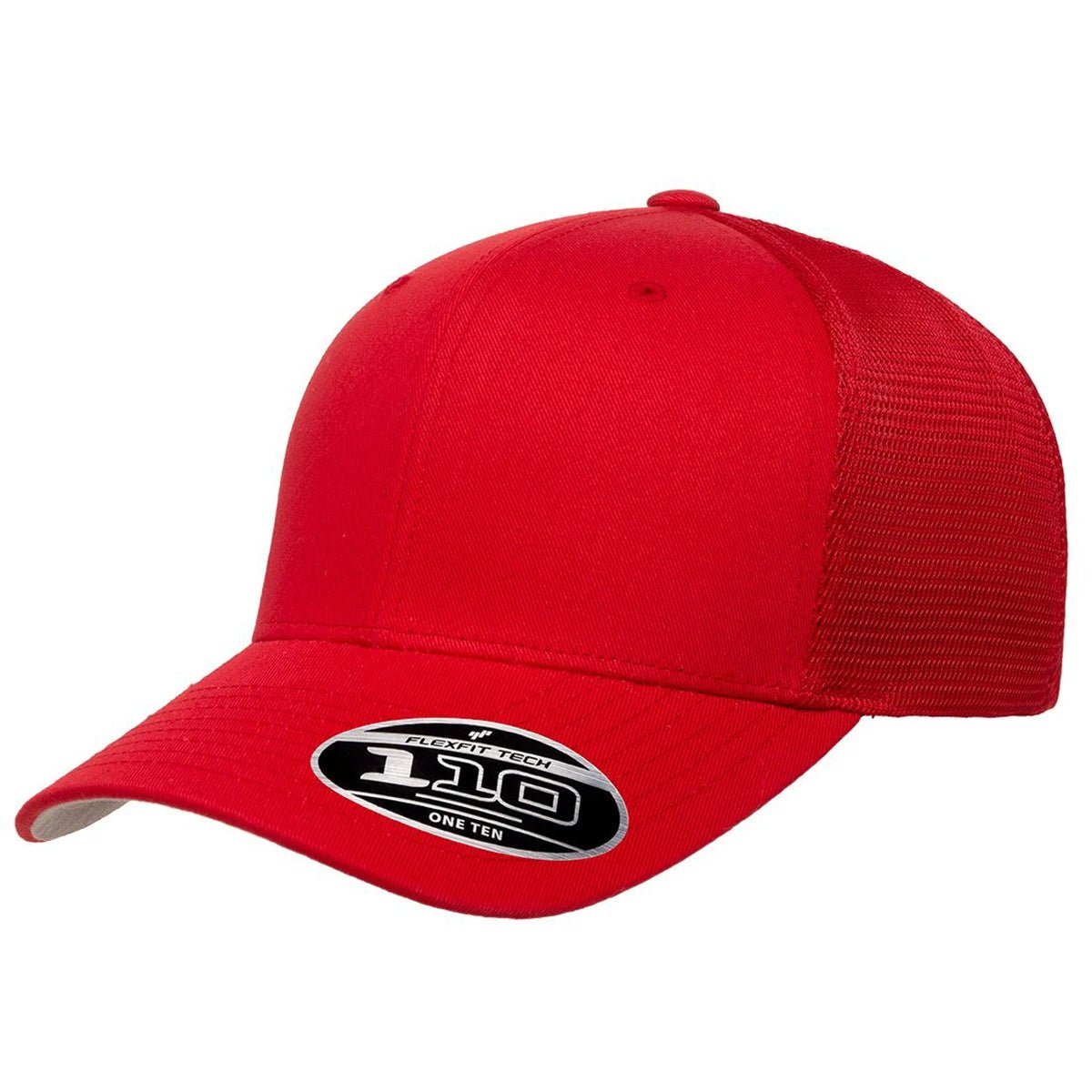 Custom Flexfit 110M Mesh - Back Cap | Structured 6 - Panel Stretch Trucker - Red - The Luua Company