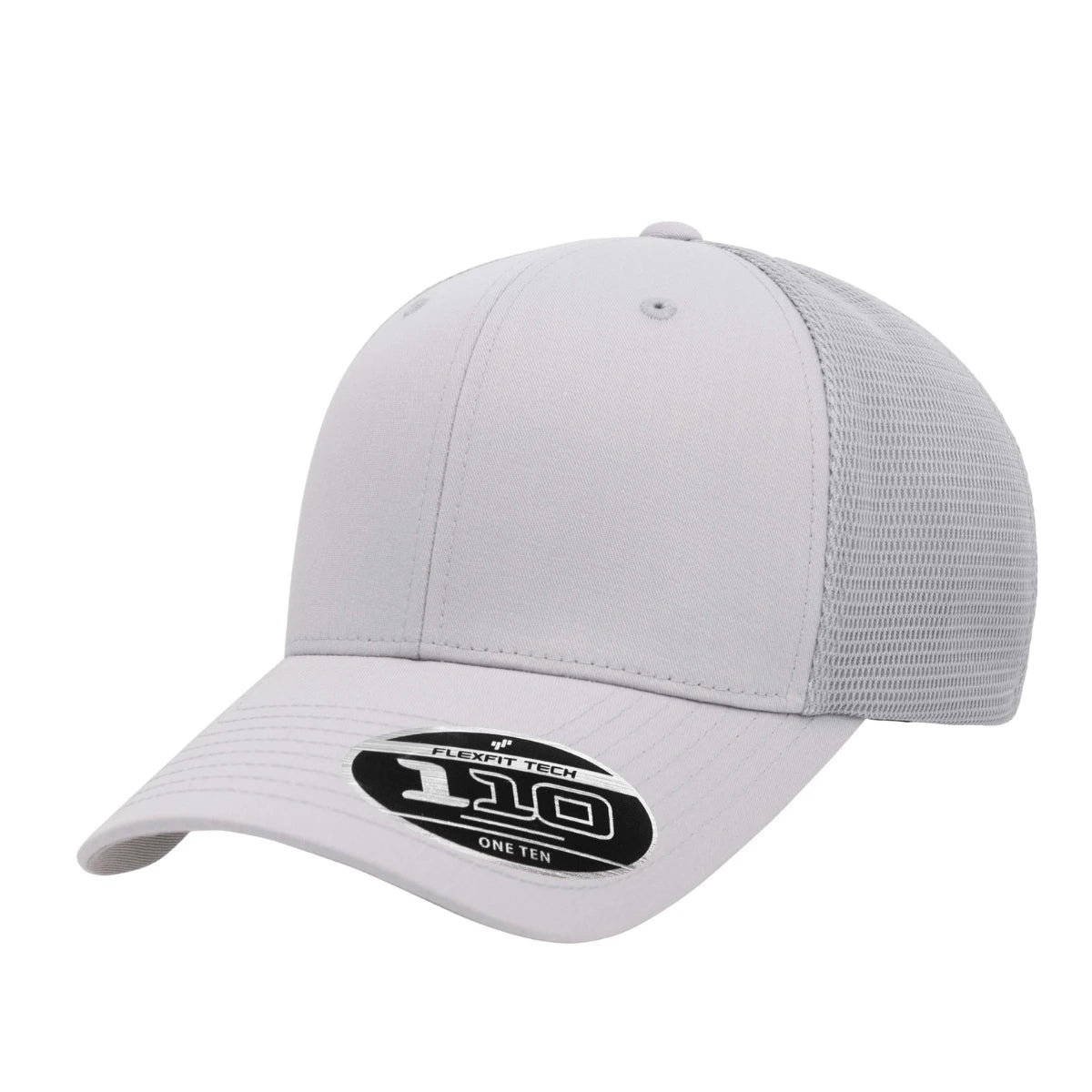 Custom Flexfit 110M Mesh - Back Cap | Structured 6 - Panel Stretch Trucker - Silver - The Luua Company