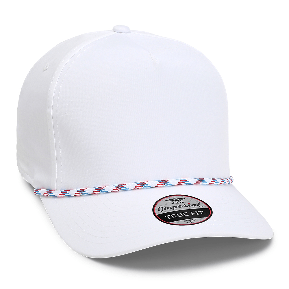 Custom Imperial 5054 The Wrightson Cap | Performance Rope Hat - White/ Light Blue - Red - The Luua Company