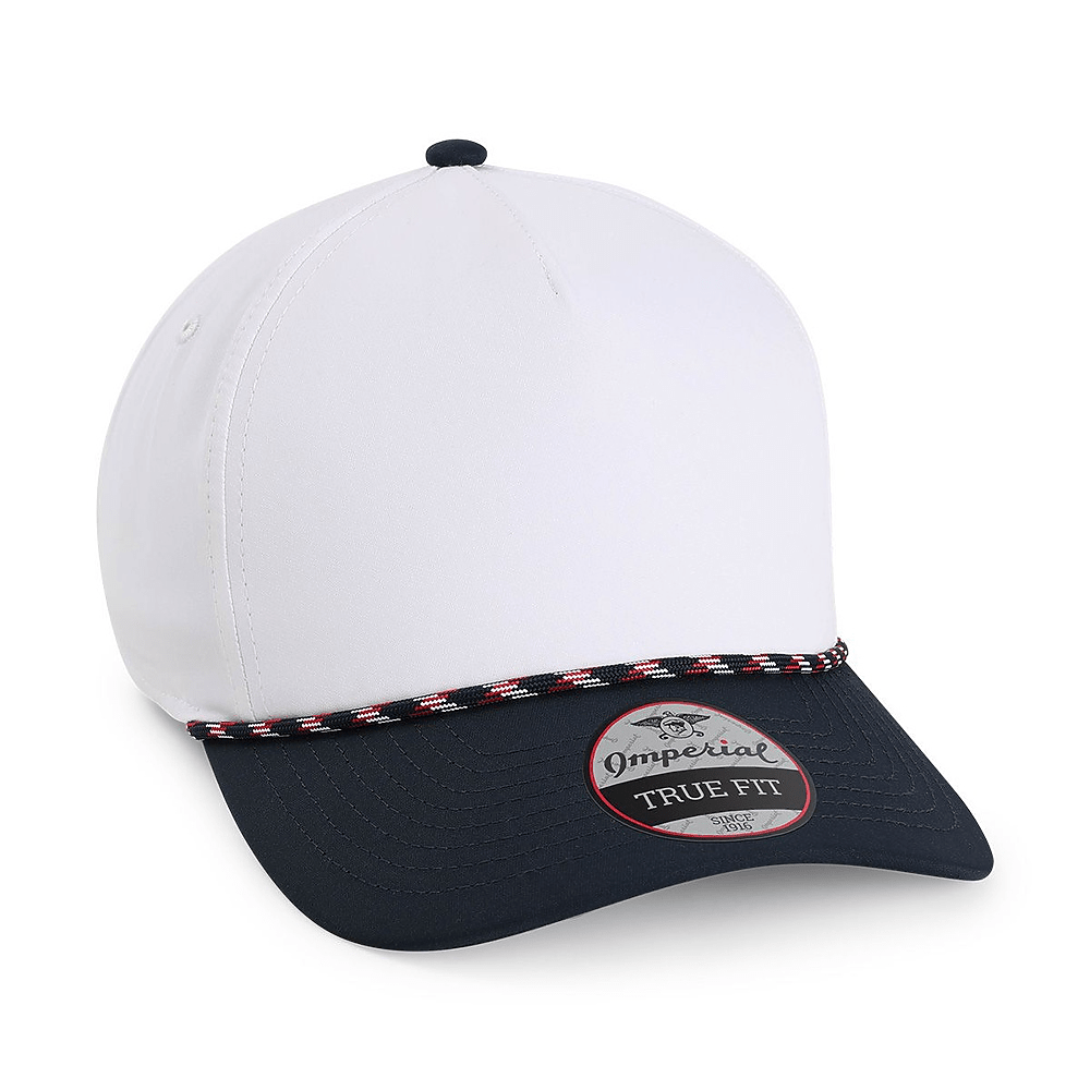 Custom Imperial 5054 The Wrightson Cap | Performance Rope Hat - White/ Navy/ Navy/ Red/ White - The Luua Company