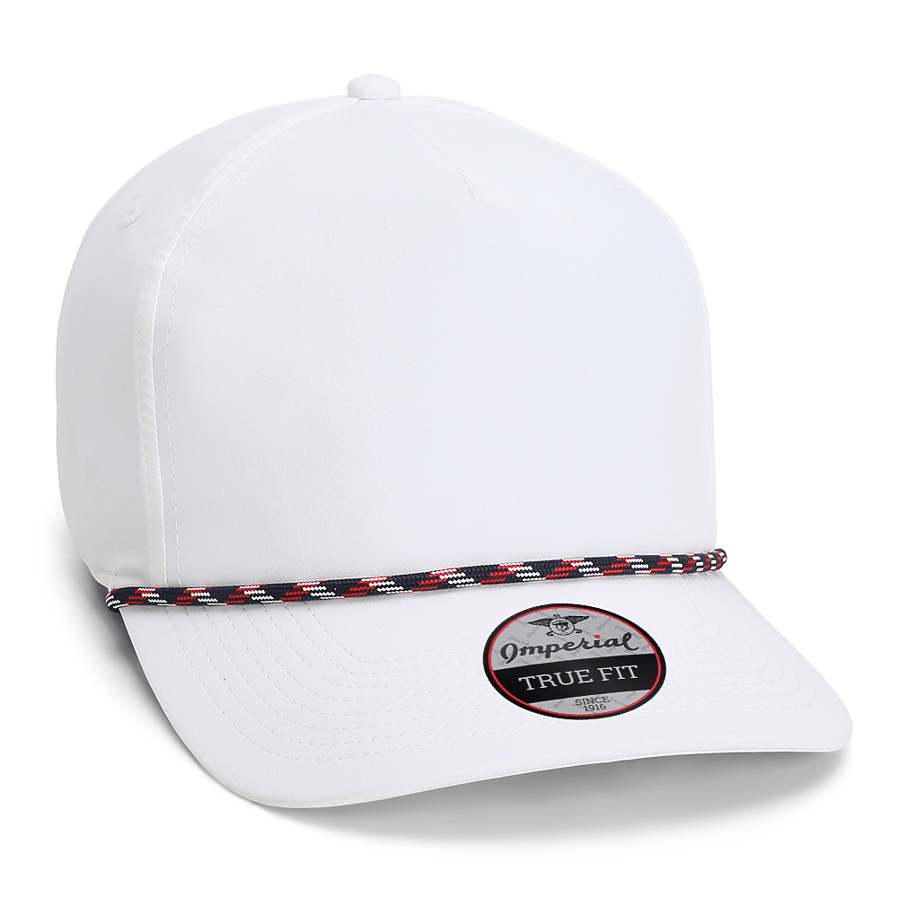 Custom Imperial 5054 The Wrightson Cap | Performance Rope Hat - White/ Navy - Red - The Luua Company