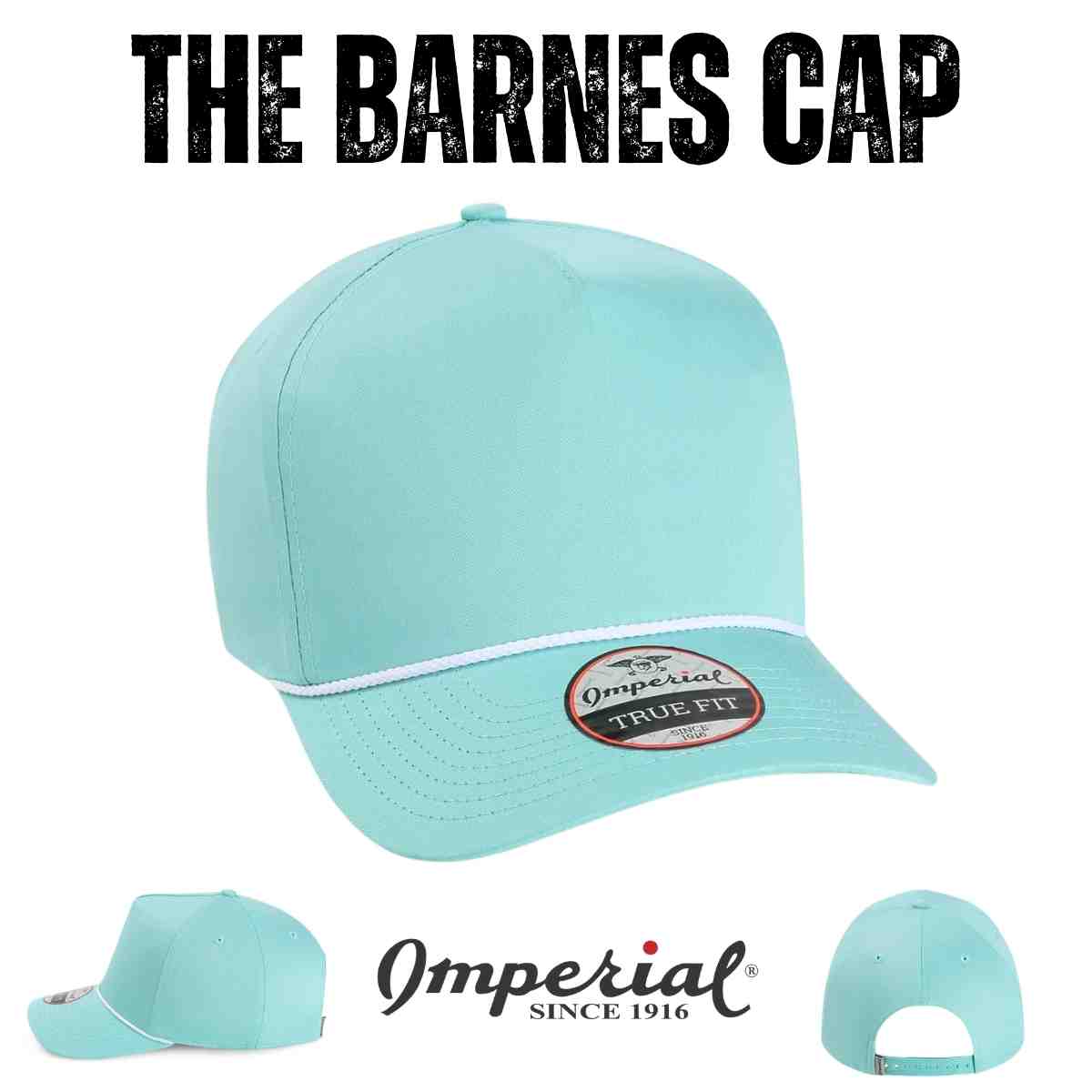 Custom Imperial 5056 The Barnes Cap | Lightweight Cotton Retro Rope Hat - Black/ White - The Luua Company