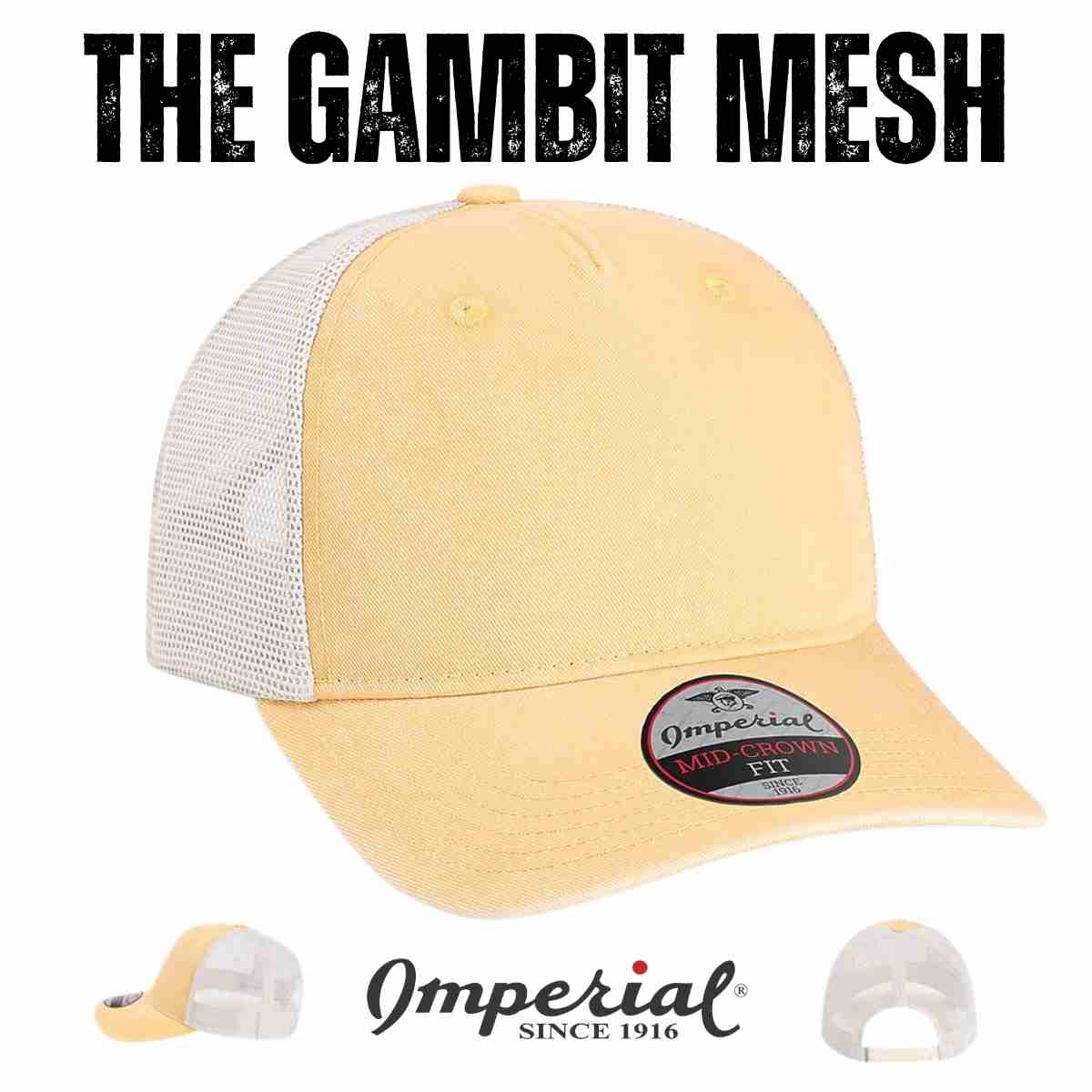 Custom Imperial 5058 "The Gambit Mesh" Cap – Structured 5 - Panel Hat - Apricot/ Stone - The Luua Company