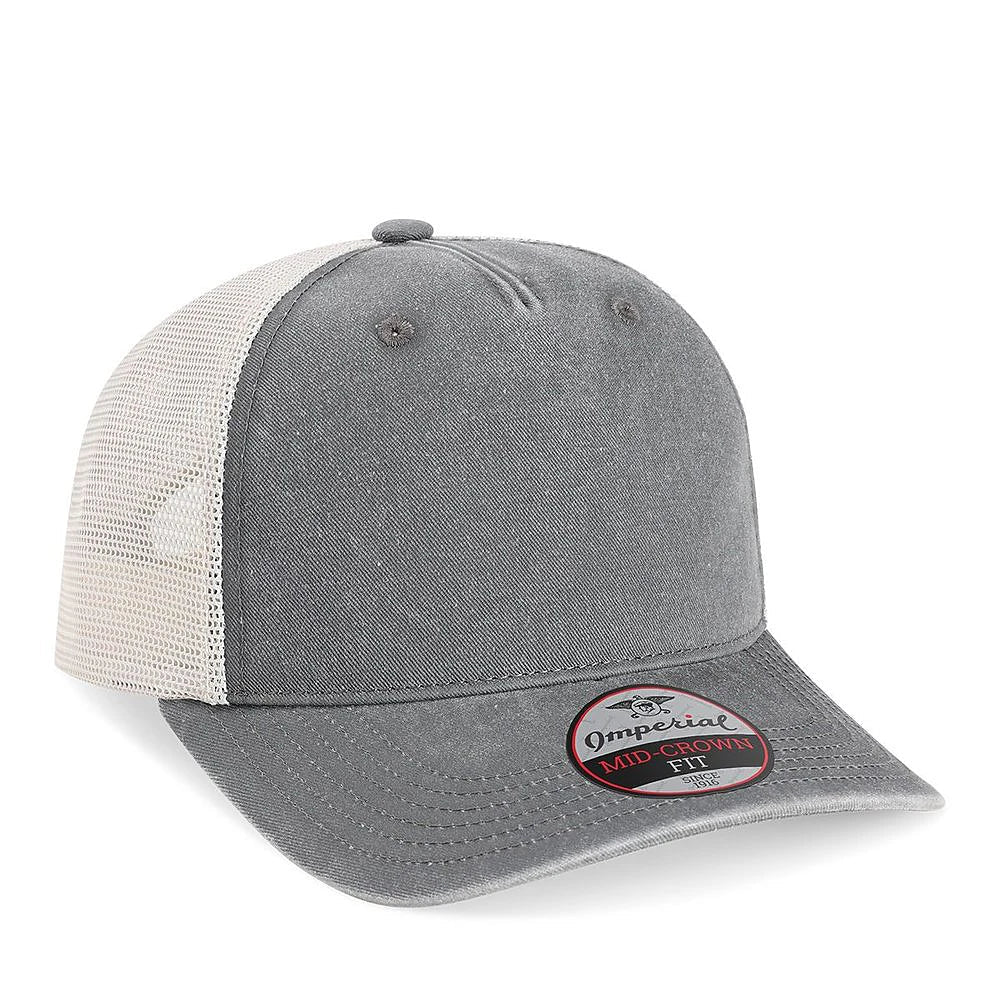 Custom Imperial 5058 "The Gambit Mesh" Cap – Structured 5 - Panel Hat - Charcoal/ Stone - The Luua Company