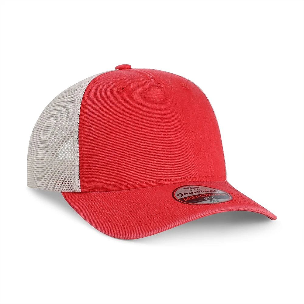 Custom Imperial 5058 "The Gambit Mesh" Cap – Structured 5 - Panel Hat - Nantucket Red/ Stone - The Luua Company