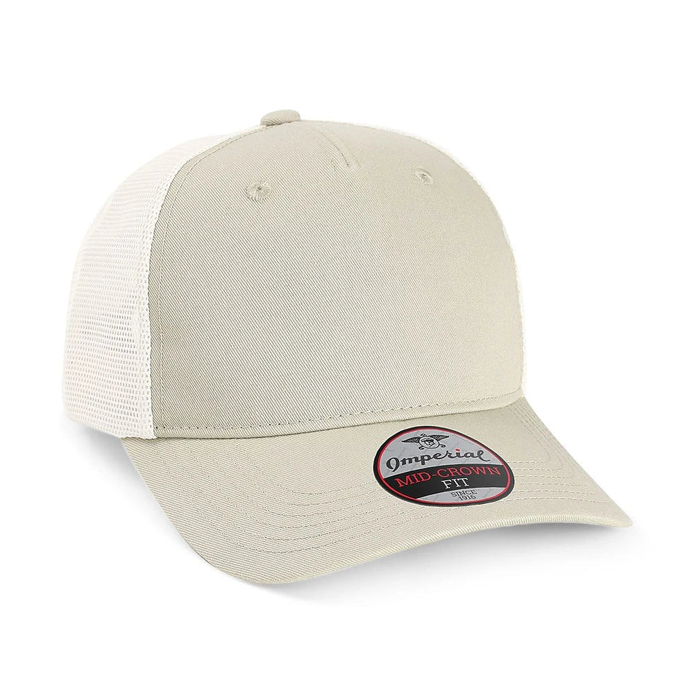 Custom Imperial 5058 "The Gambit Mesh" Cap – Structured 5 - Panel Hat - Stone Khaki/ Stone - The Luua Company