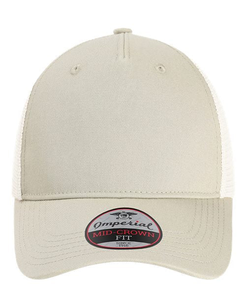 Custom Imperial 5058 "The Gambit Mesh" Cap – Structured 5 - Panel Hat - Stone Khaki/ Stone - The Luua Company
