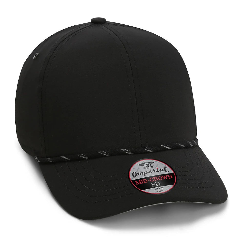 Custom Imperial 6054 The Habanero Performance Rope Cap | 6 - Panel - Black - The Luua Company