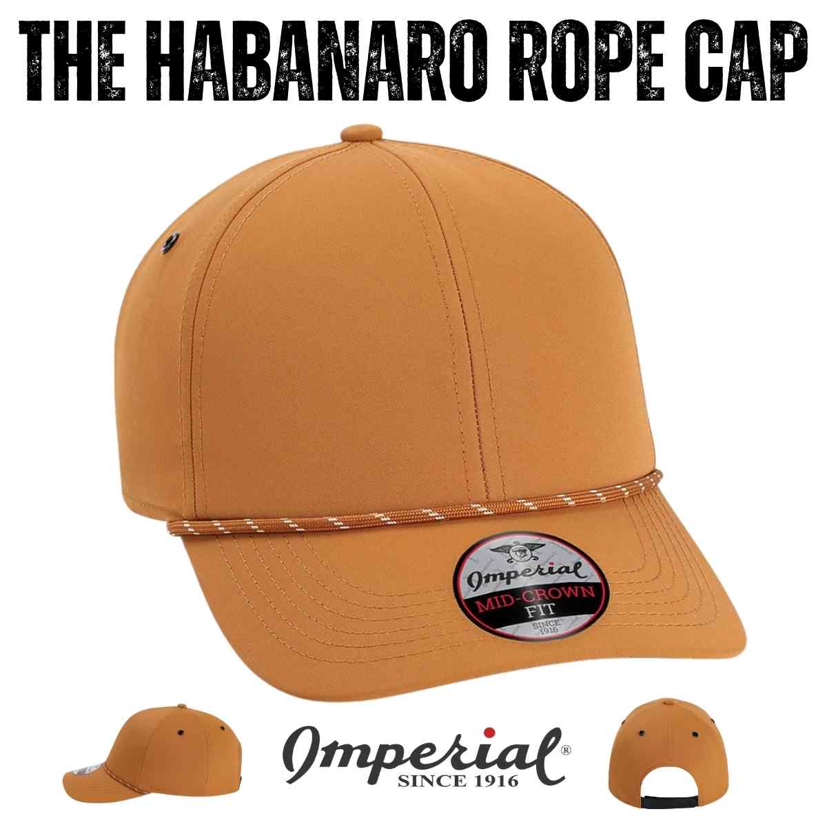 Custom Imperial 6054 The Habanero Performance Rope Cap | 6 - Panel - Black - The Luua Company