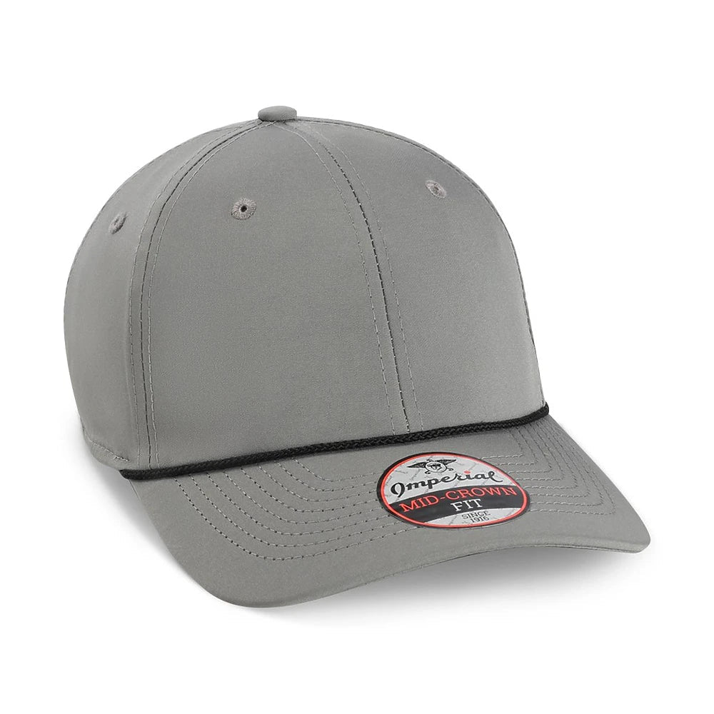 Custom Imperial 7054 "The Wingman" Cap – Structured 6-Panel Performance Rope Hat - Grey/ Black - The Luua Company