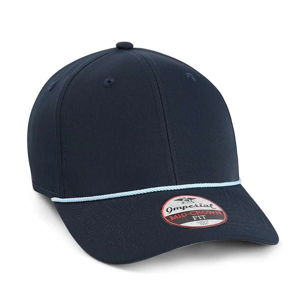 Custom Imperial 7054 "The Wingman" Cap – Structured 6-Panel Performance Rope Hat - Navy/ Light Blue - The Luua Company