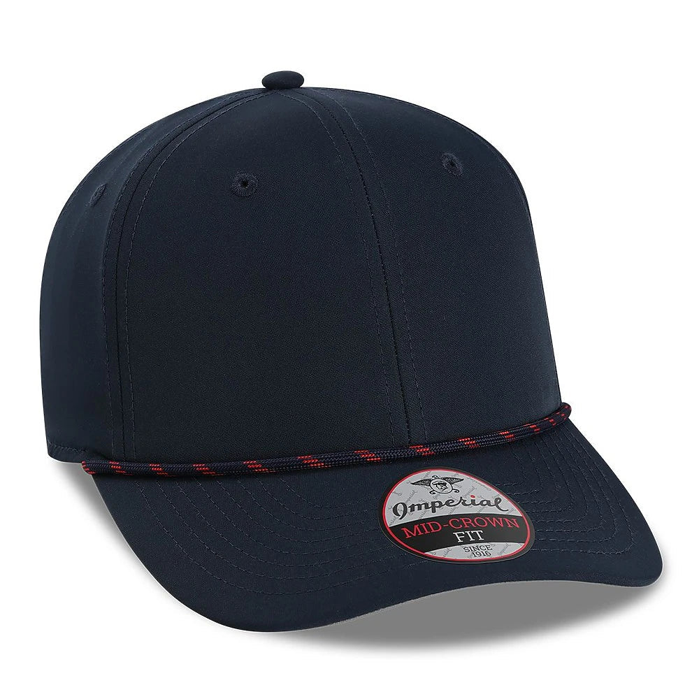 Custom Imperial 7054 "The Wingman" Cap – Structured 6-Panel Performance Rope Hat - Navy/ Navy/ Red - The Luua Company