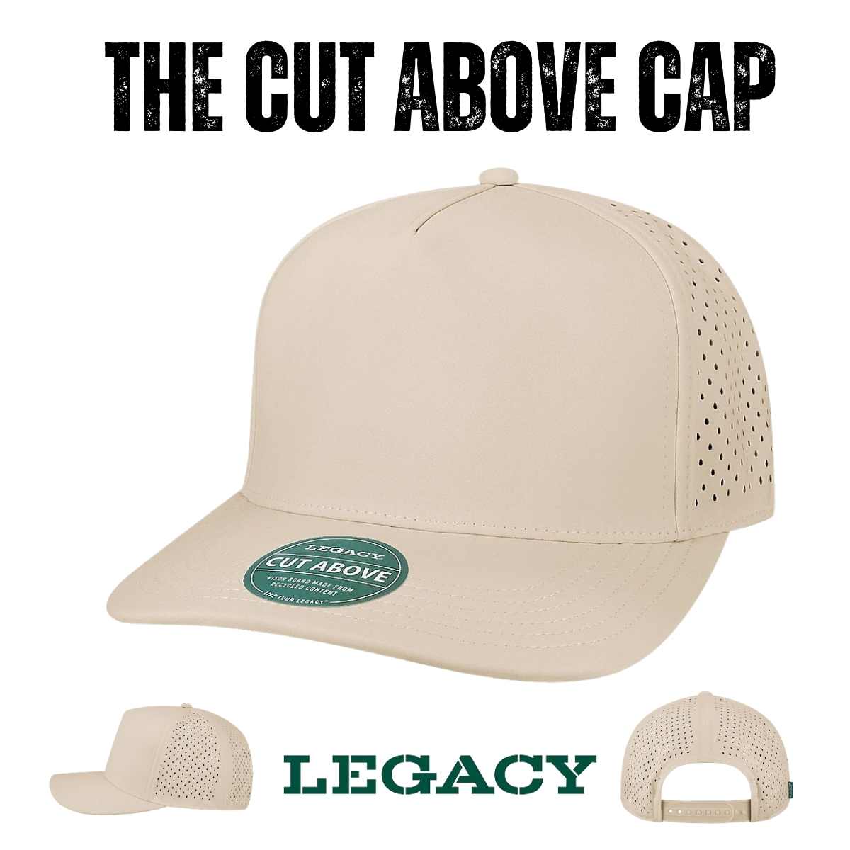 Custom Imperial CUT The Cut Above Cap | Performance 6 - Panel Hat - Black - The Luua Company