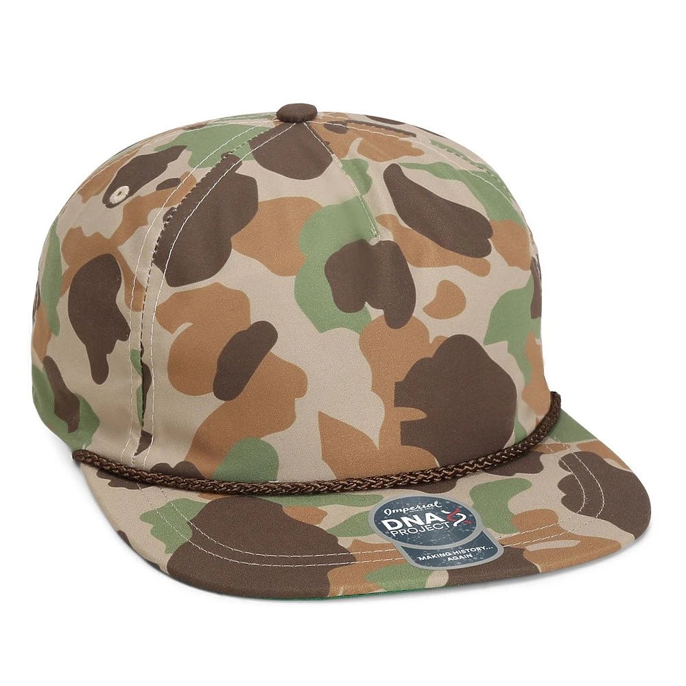 Custom Imperial DNA010 Aloha Rope Cap | Performance Rope Hat - Frog Skin Camo/ Brown - The Luua Company