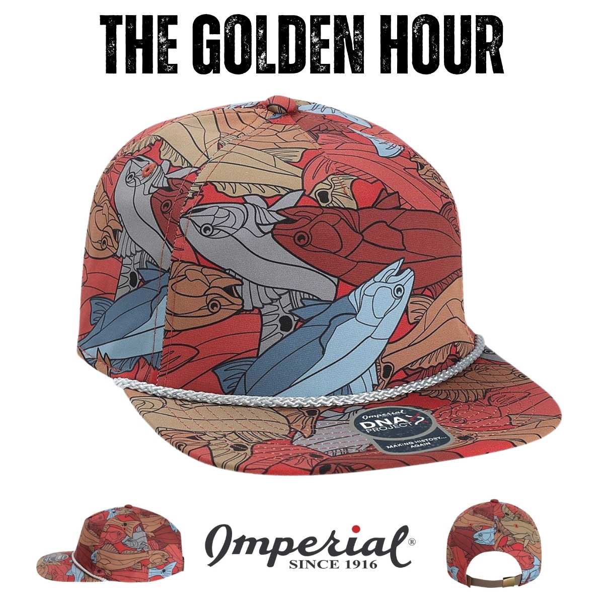 Custom Imperial DNA014 The Golden Hour Cap | Performance Rope Hat - Aqua - The Luua Company